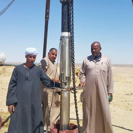 SINES - submersible pump installation on a borehole